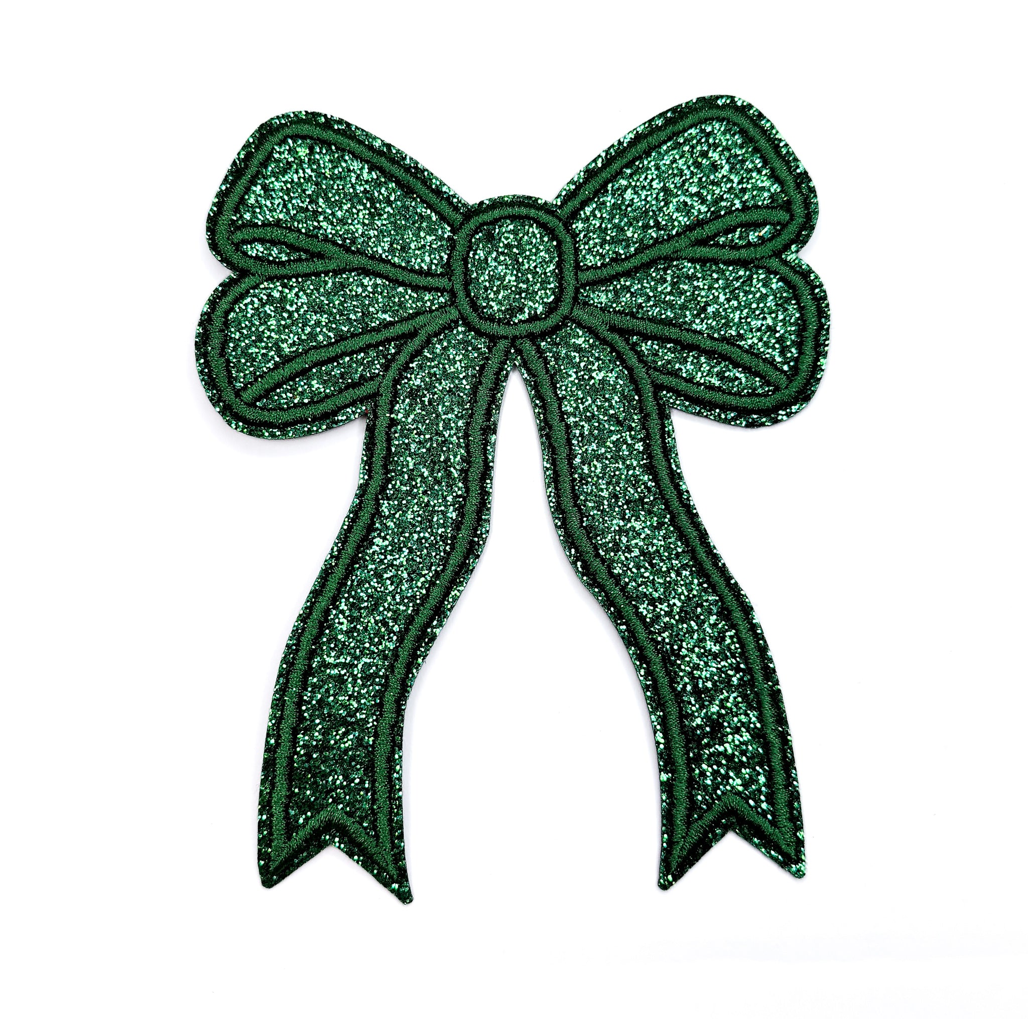 Green Sparkly Bow Patch