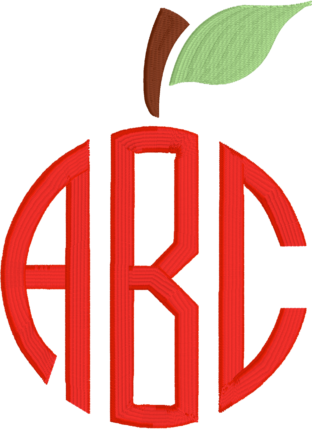 Apple Monogram Embroidery File & .BX Circle Font (Digital Download)