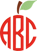 Apple Monogram Embroidery File & .BX Circle Font (Digital Download)
