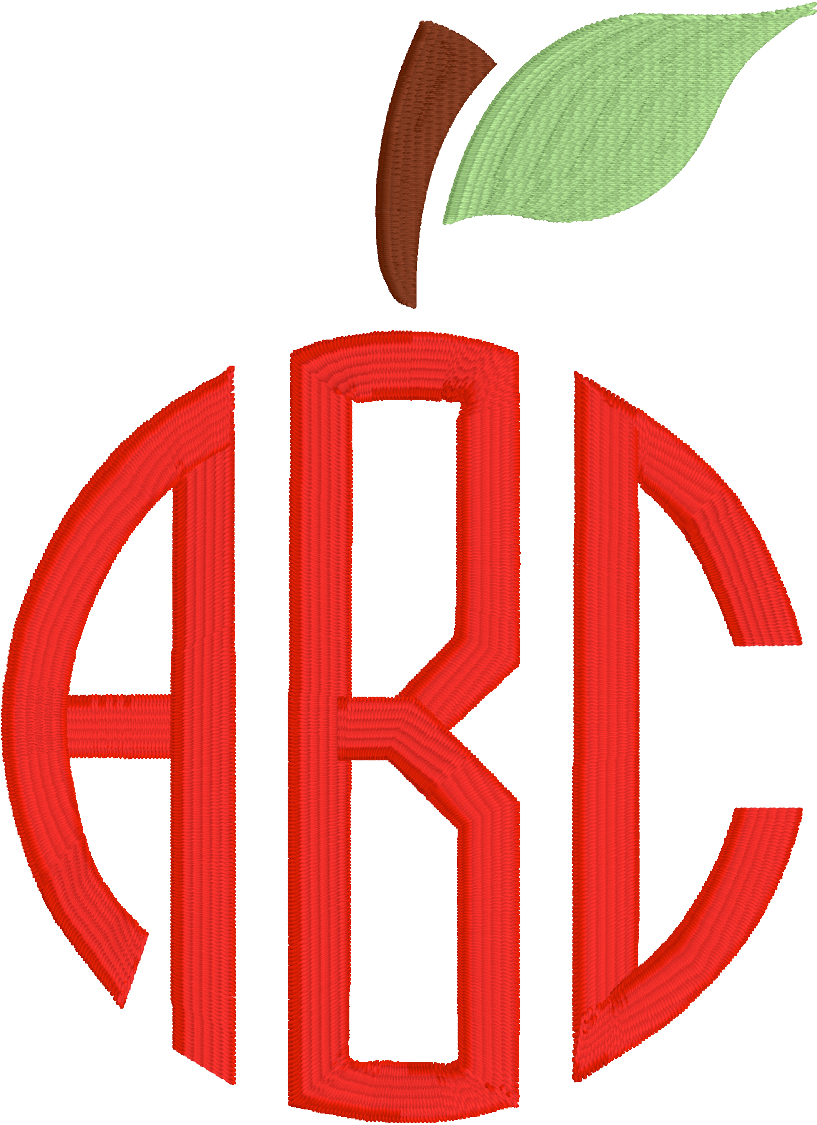 Apple Monogram Embroidery File & .BX Circle Font (Digital Download)