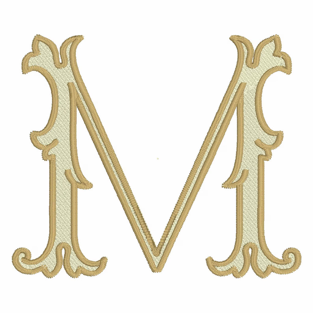Lanier Monogram Font: 4" Two-Color Embroidery Design (10 Formats)