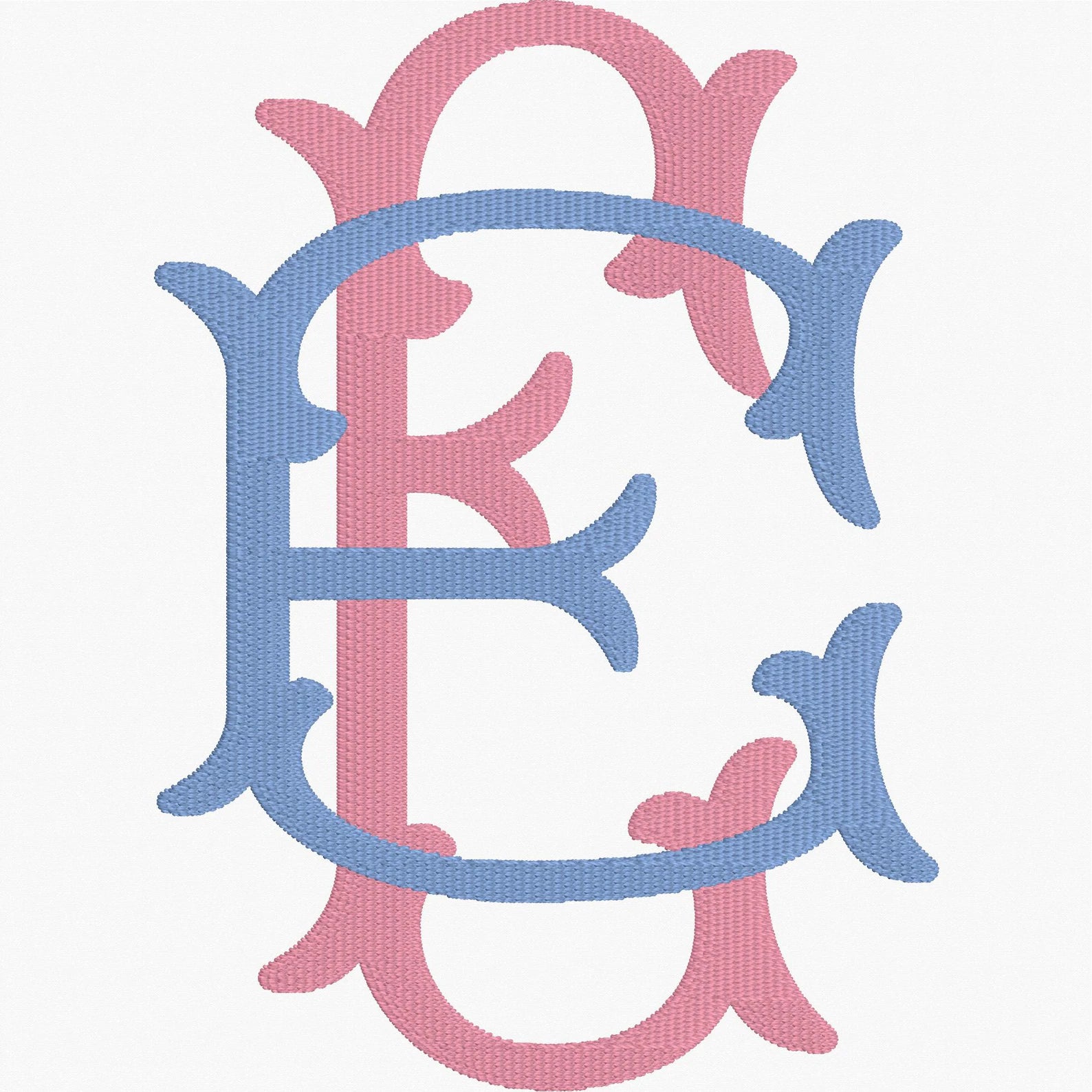 Fishtail Embroidery Font: 52 Letters (2 Letter Styles), 9 Formats + .bx