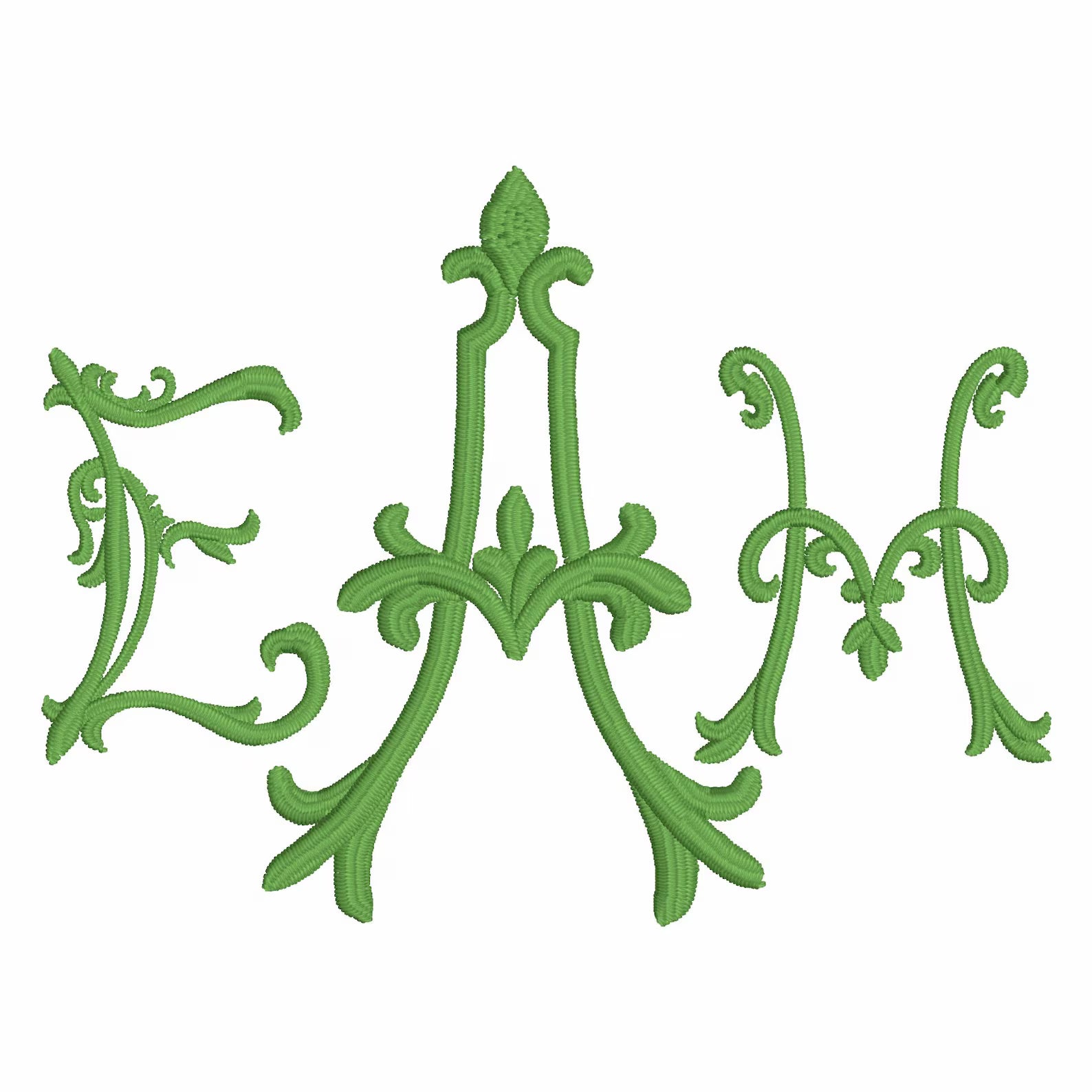 7", 8", 10" Antoinette Monogram Embroidery Font: 3 Sizes, 9 Formats