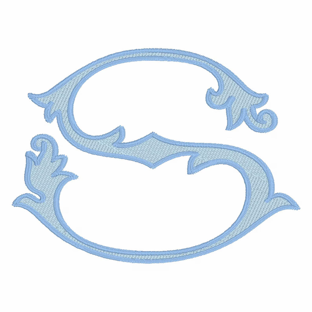 Lanier Monogram Font: 4" Two-Color Embroidery Design (10 Formats)