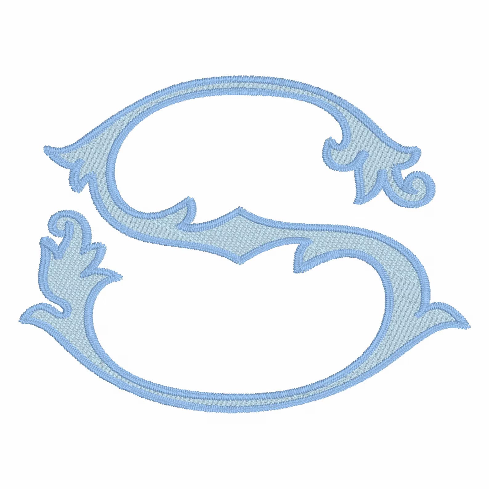Lanier Monogram Font: 4" Two-Color Embroidery Design (10 Formats)
