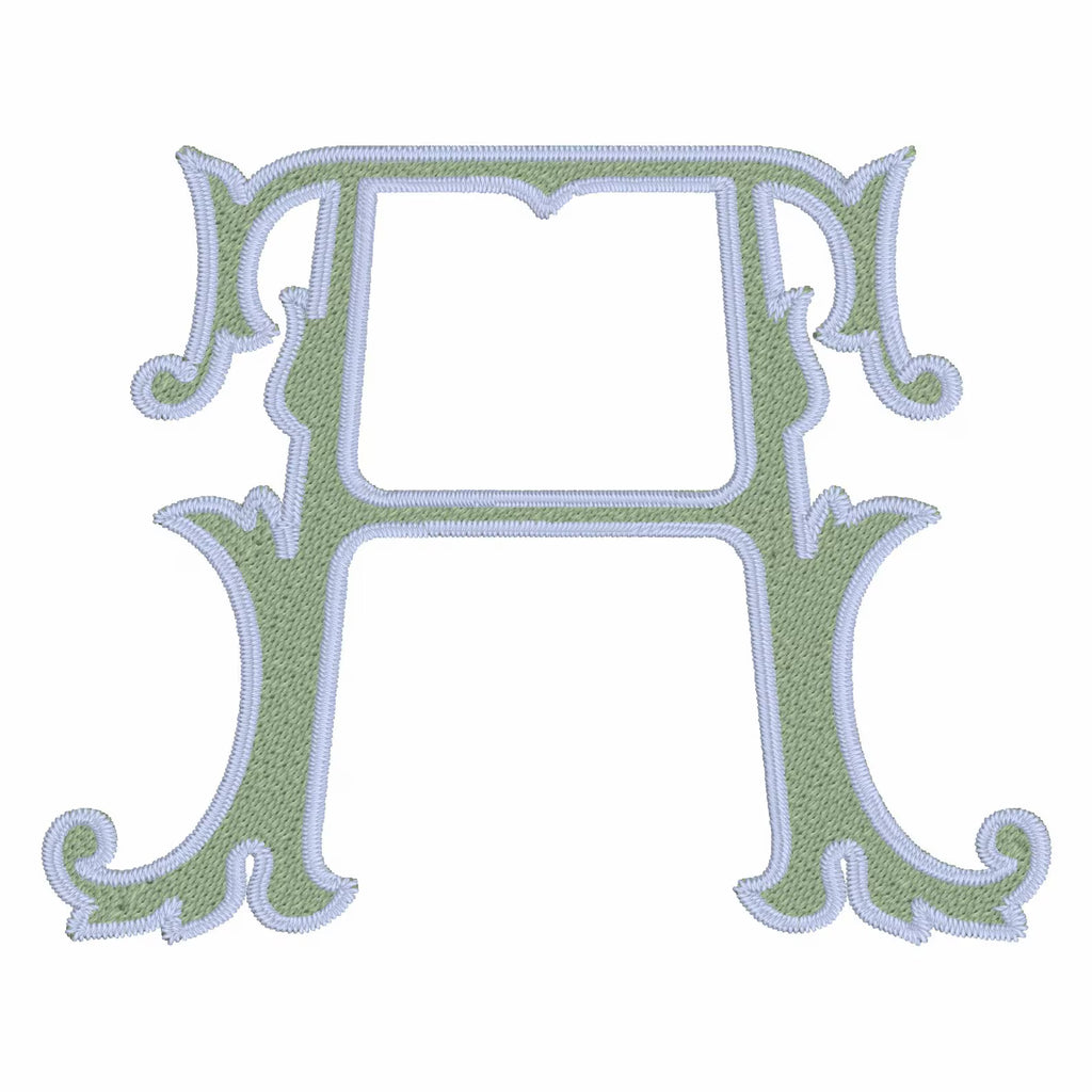 Lanier Monogram Font: 4" Two-Color Embroidery Design (10 Formats)
