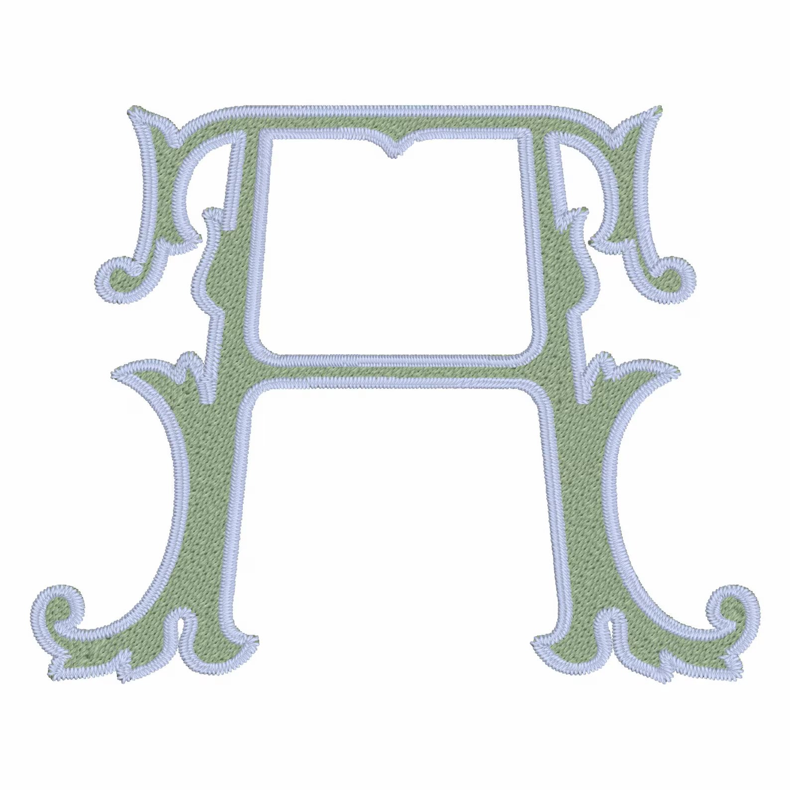 Lanier Monogram Font: 4" Two-Color Embroidery Design (10 Formats)