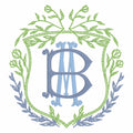 Vintage Floral Crest Monogram Frame Embroidery Design (4 Inch, 10 Formats, Instant Download)