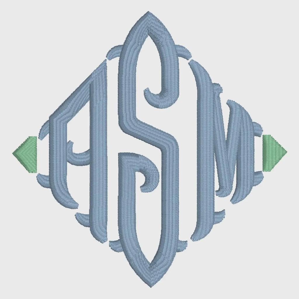 Fishtail Diamond Embroidery Font File: Editable Sizing (9 File Types)