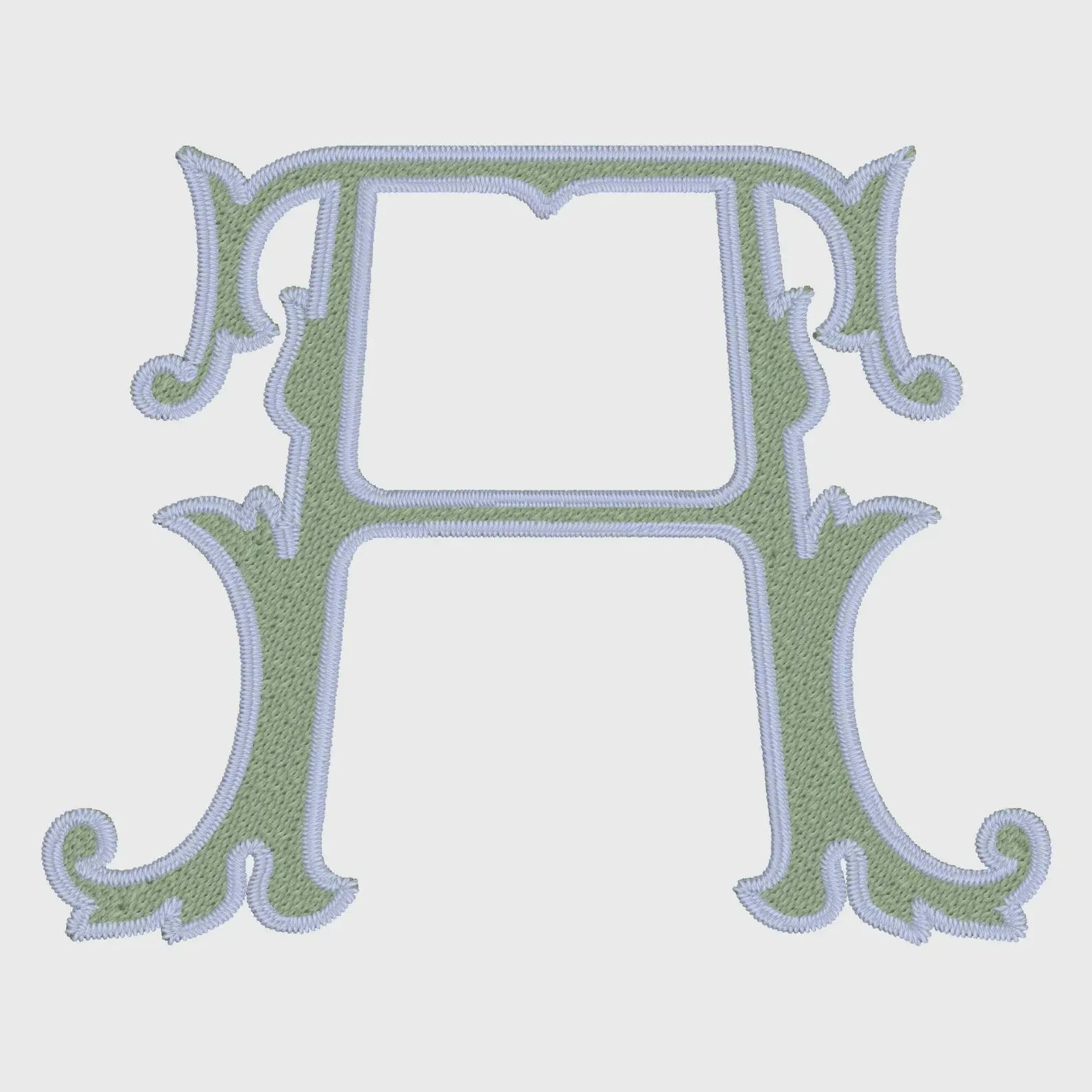 Lanier Font Monogram: 8" Two-Color Embroidery Design (10 Formats)