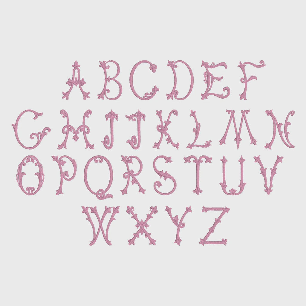 Antoinette Monogram Embroidery Font: 5", 10 Formats (Instant Download)