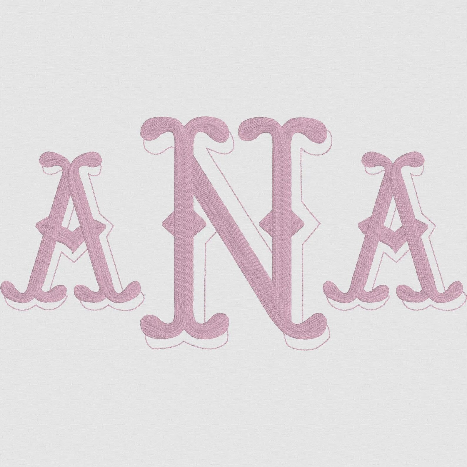 Bamboo Embroidery Font: Two-Tone, 3 Sizes (.bx Included, Digital Download)