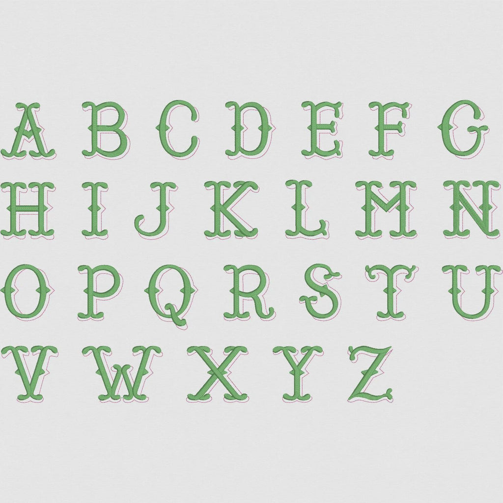 Bamboo Embroidery Font: Two-Tone, 3 Sizes (.bx Included, Digital Download)