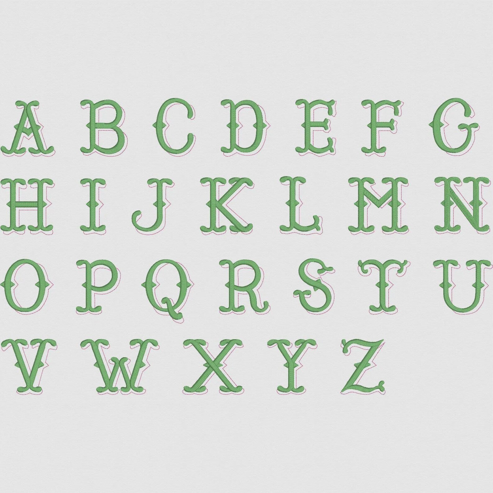 Bamboo Embroidery Font: Two-Tone, 3 Sizes (.bx Included, Digital Download)