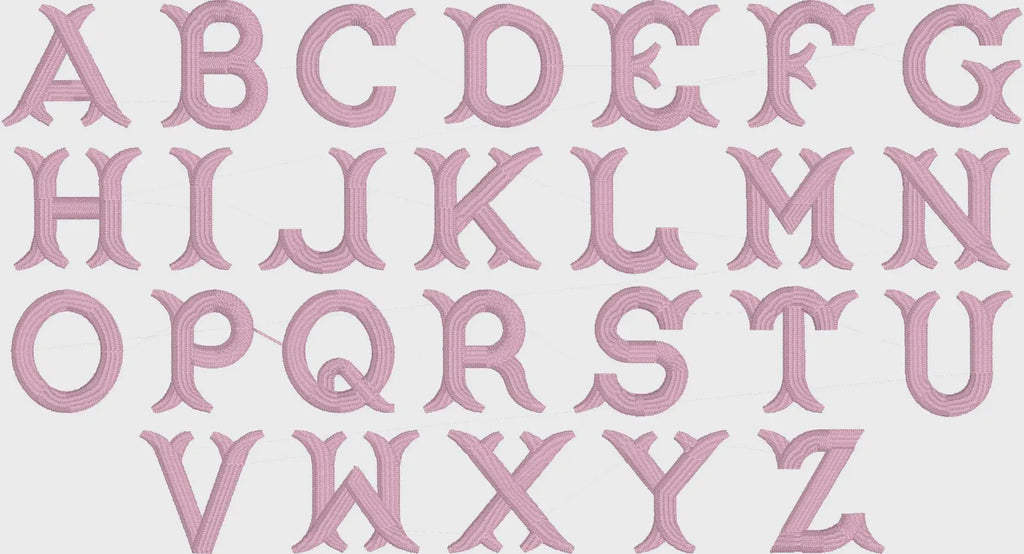 Classic Fishtail Embroidery Monogram Font: 1 Inch & 2 Inch (10 Stitch Formats)