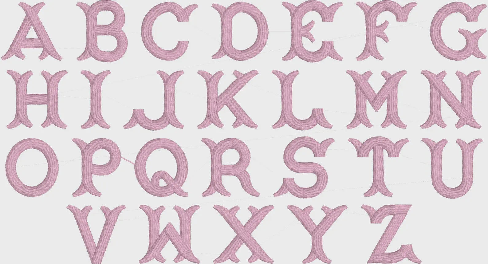 Classic Fishtail Embroidery Monogram Font: 1 Inch & 2 Inch (10 Stitch Formats)