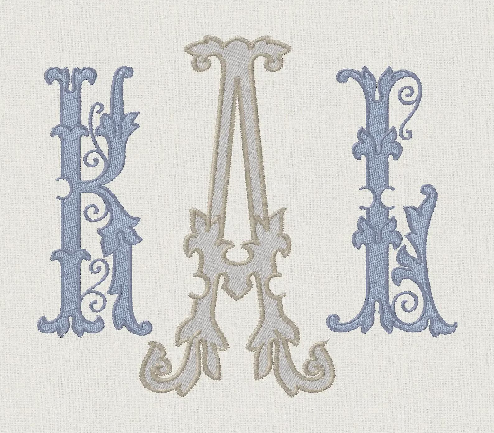 Florence Antique Monogram Embroidery Font (4 and 8 inch) (Digital Download)