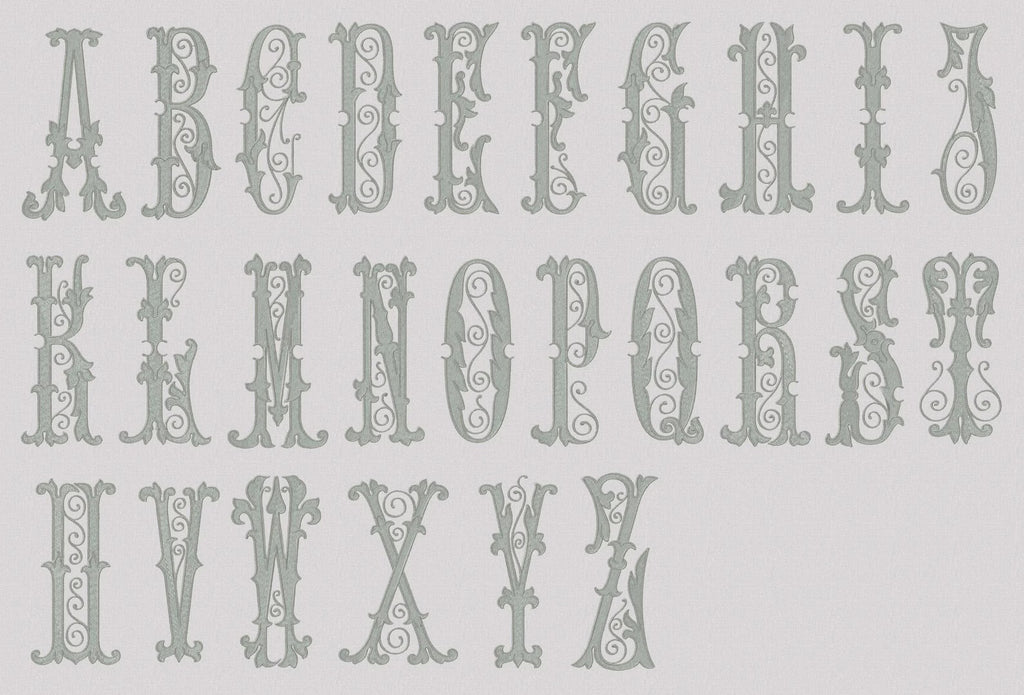 Florence Antique Monogram Embroidery Font (4 and 8 inch) (Digital Download)