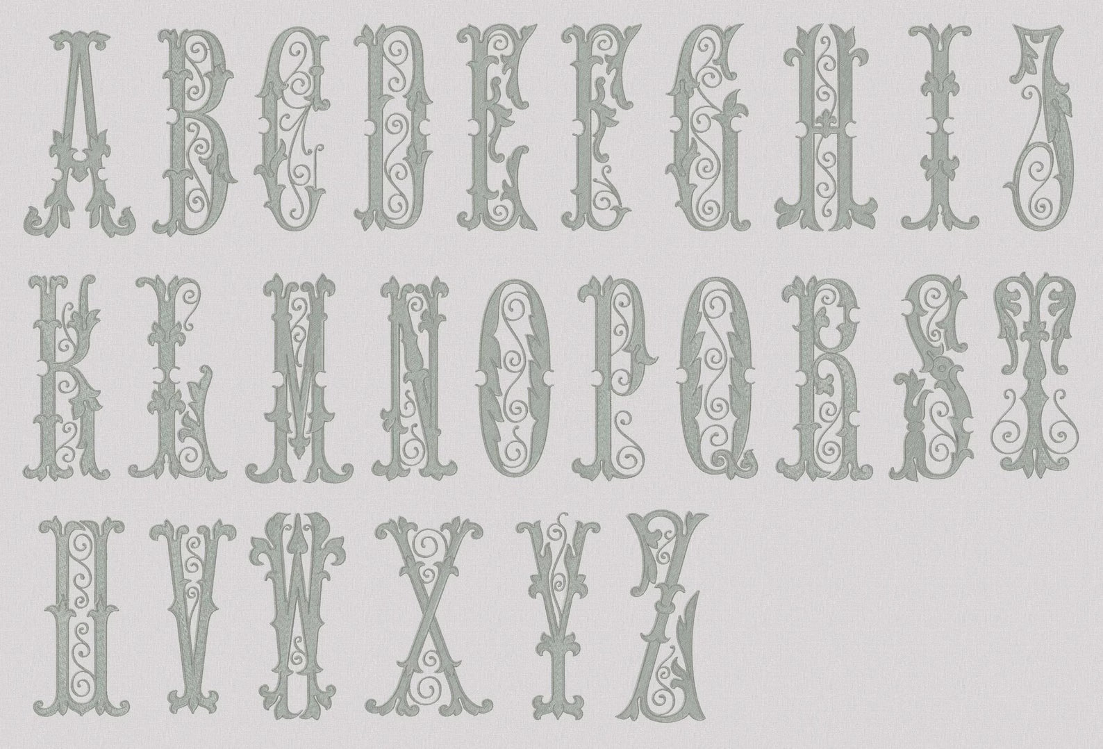 Florence Antique Monogram Embroidery Font (4 and 8 inch) (Digital Download)