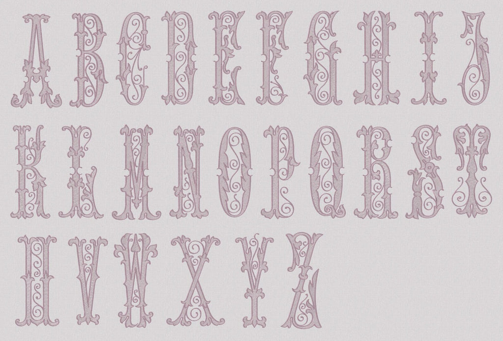 Florence Antique Monogram Embroidery Font (4 and 8 inch) (Digital Download)