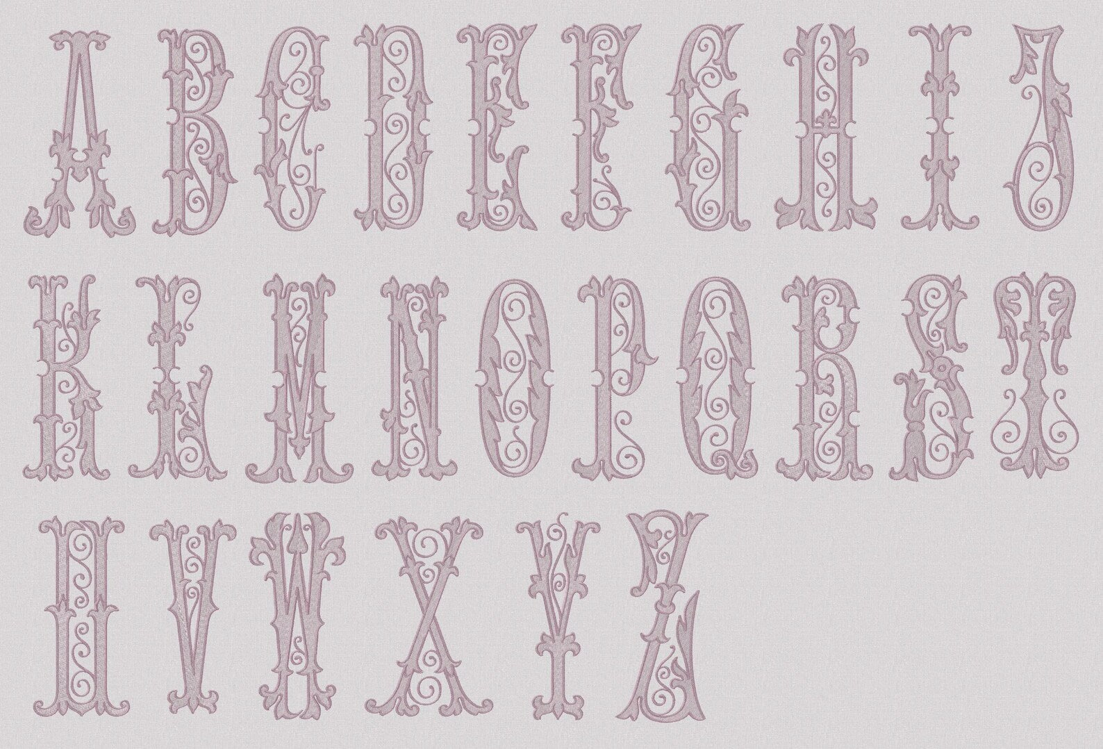 Florence Antique Monogram Embroidery Font (4 and 8 inch) (Digital Download)