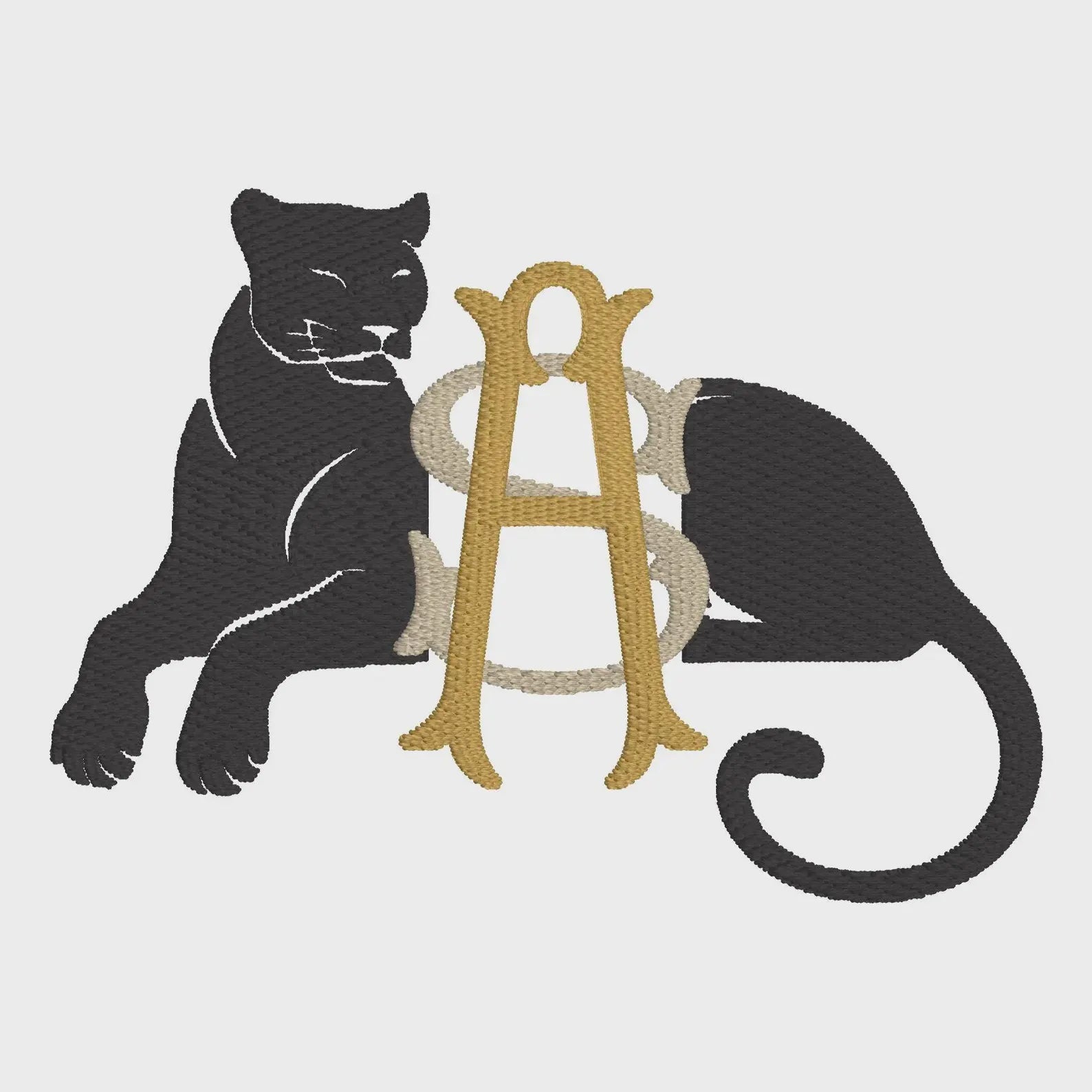 Panther Monogram Frame Embroidery Design (Digital Download)