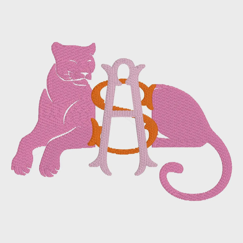 Panther Monogram Frame Embroidery Design (Digital Download)