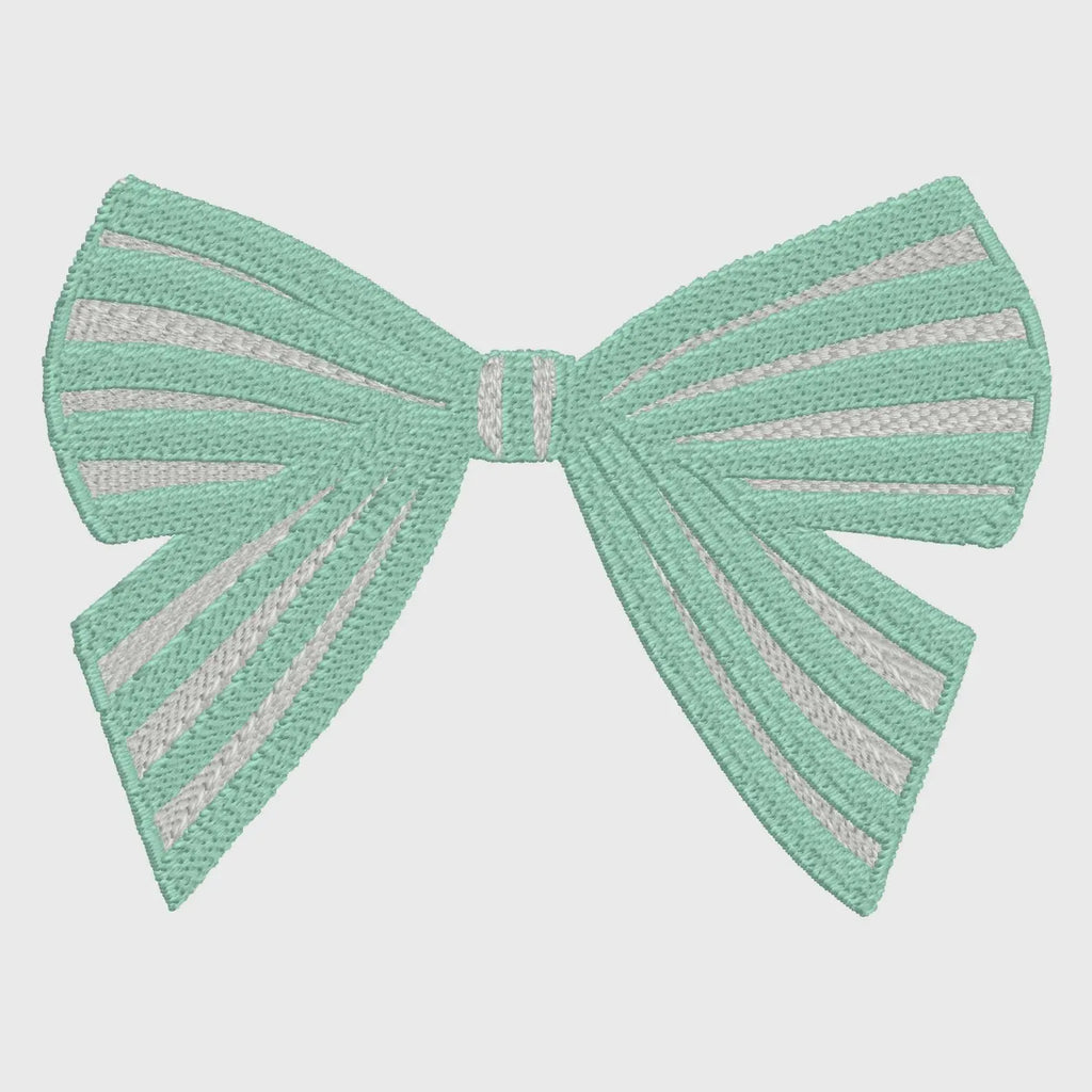 2 Sizes Striped Coquette Bow Embroidery Design: Preppy Monogram Topper (Sizes Included)