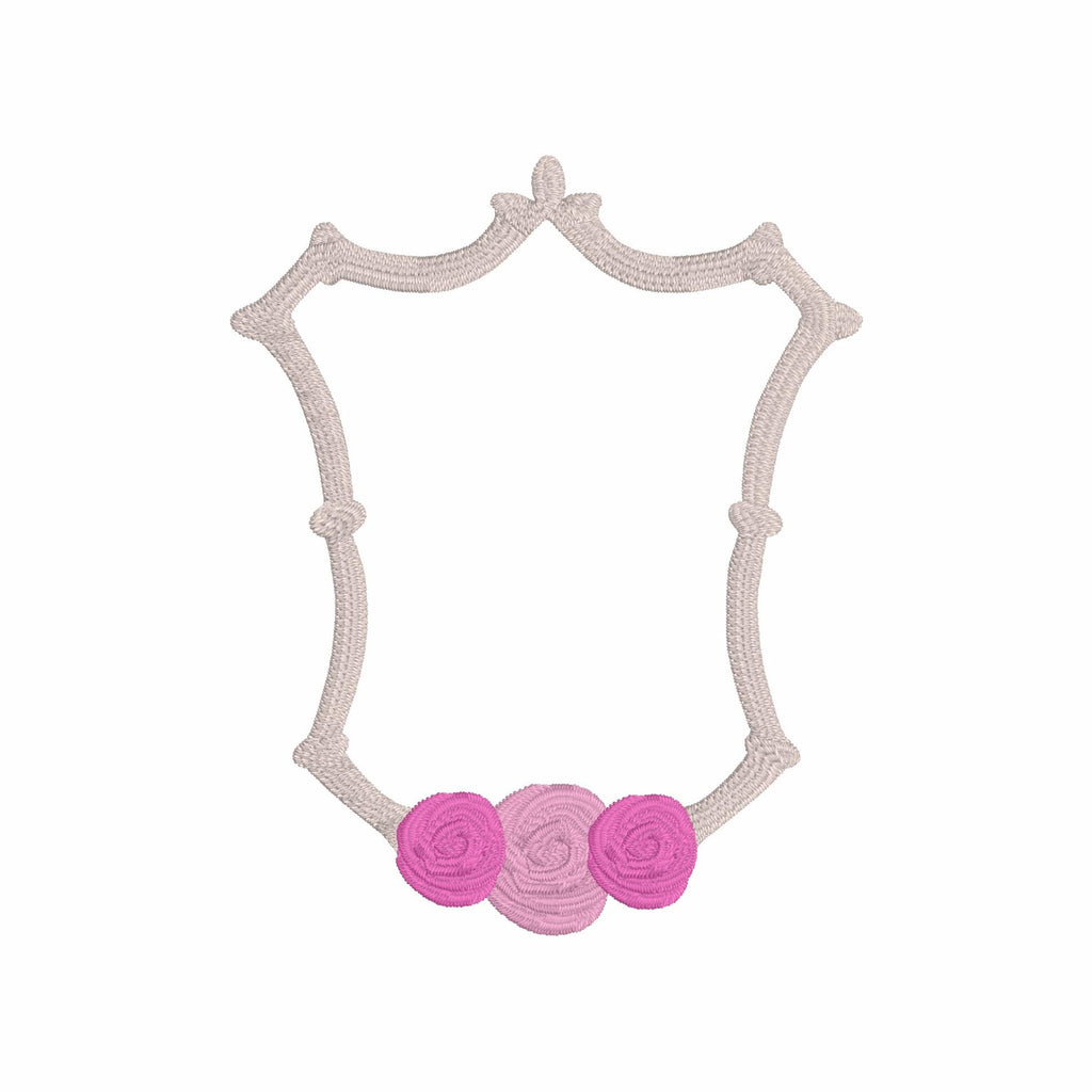 Bamboo Floral Rose Crest Monogram Frame Embroidery Design 8 Instant Downloads