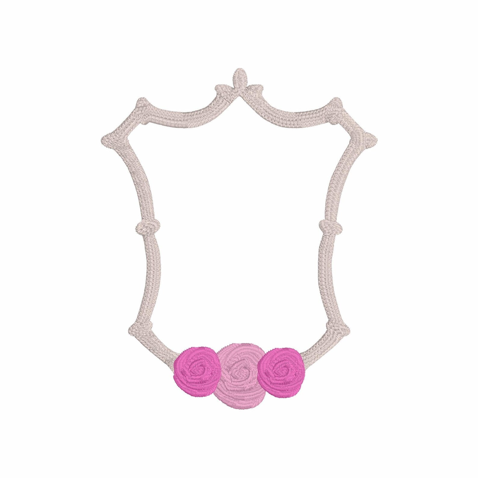 Bamboo Floral Rose Crest Monogram Frame Embroidery Design 8 Instant Downloads