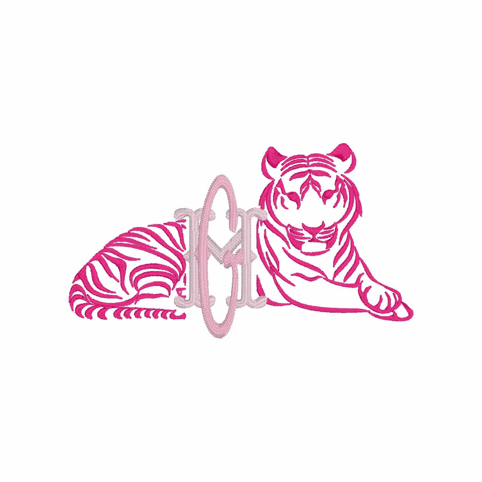 Tiger Monogram Frame Embroidery Design: 10 File Formats (Digital Download)