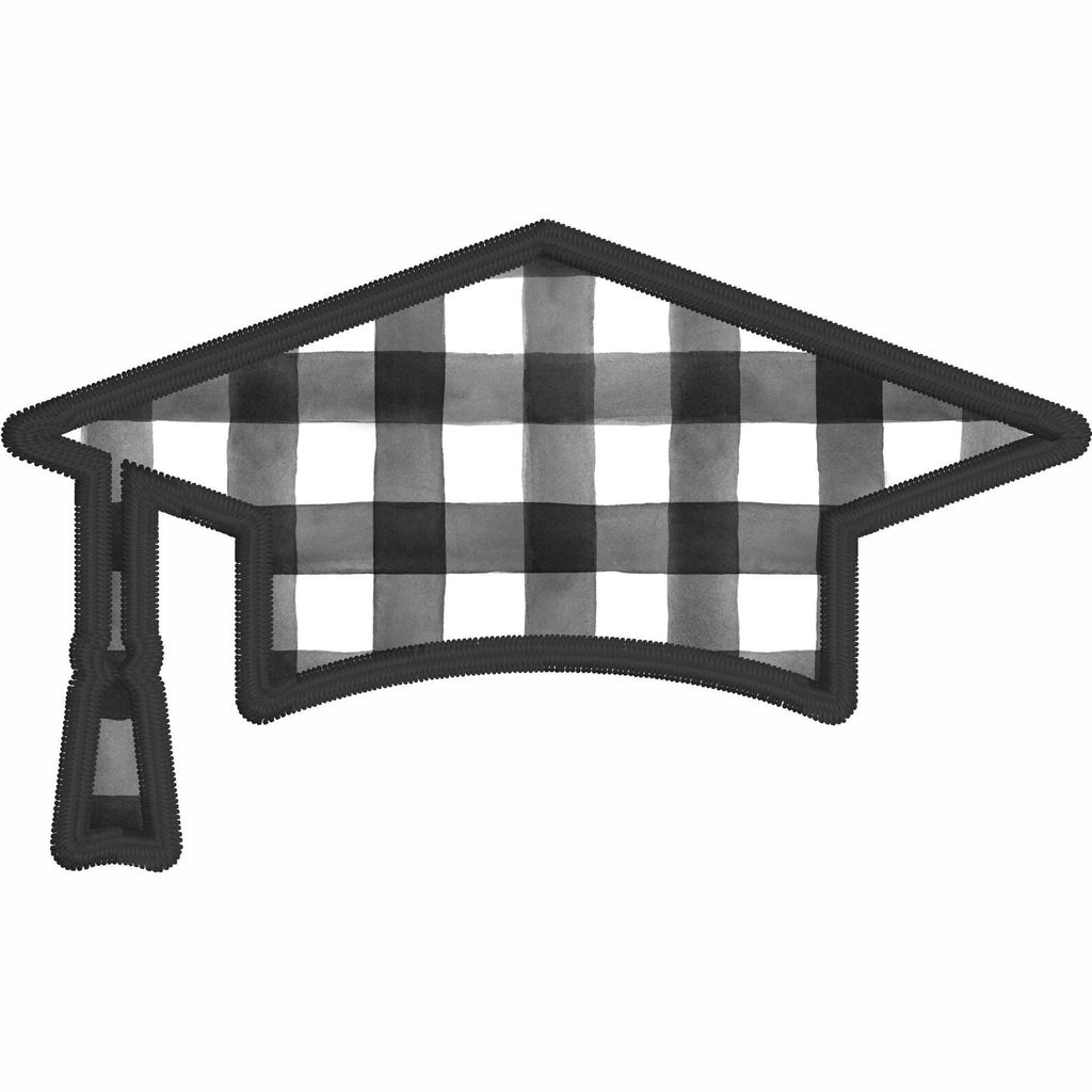 Graduation Cap Appliqué Embroidery Design: 4 Sizes, 9 Formats (Digital Download)