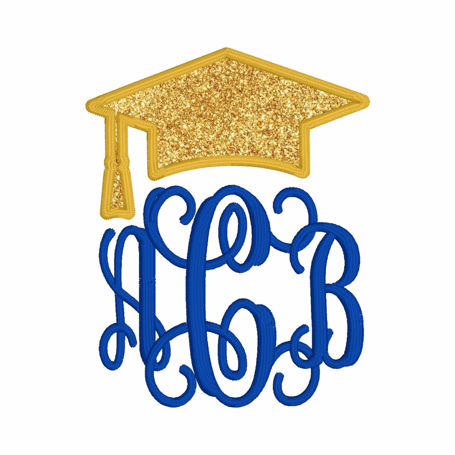 Graduation Cap Appliqué Embroidery Design: 4 Sizes, 9 Formats (Digital Download)