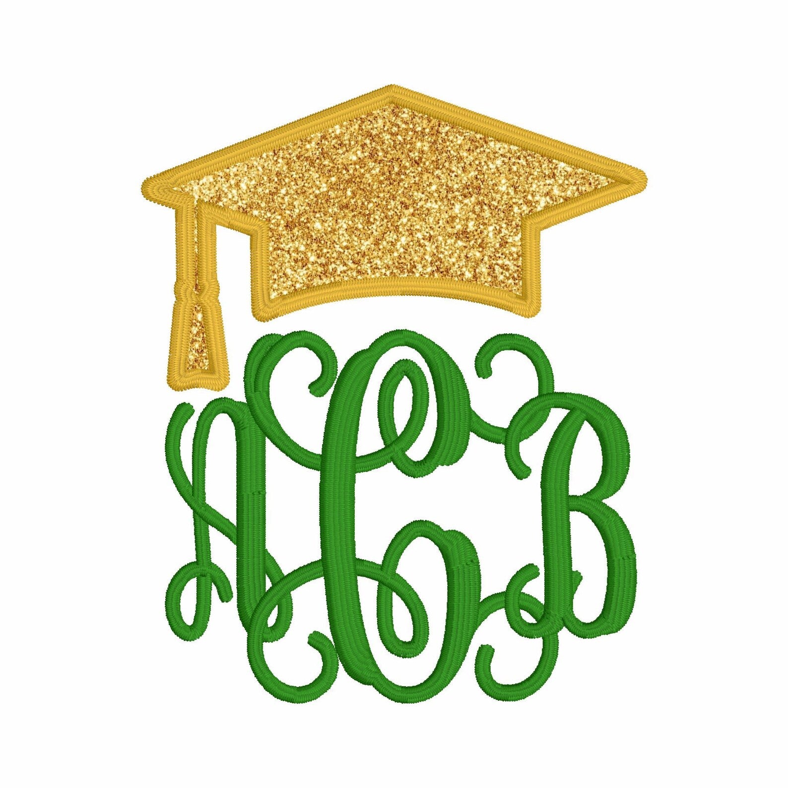 Graduation Cap Appliqué Embroidery Design: 4 Sizes, 9 Formats (Digital Download)