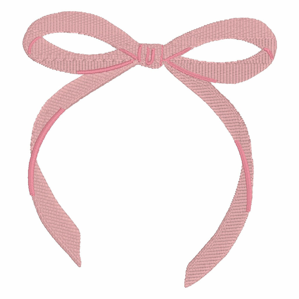 2 Sizes Coquette Ribbon Bow Embroidery Design: Preppy Monogram Topper