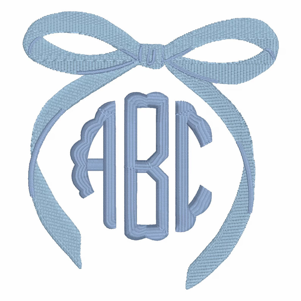 2 Sizes Coquette Ribbon Bow Embroidery Design: Preppy Monogram Topper