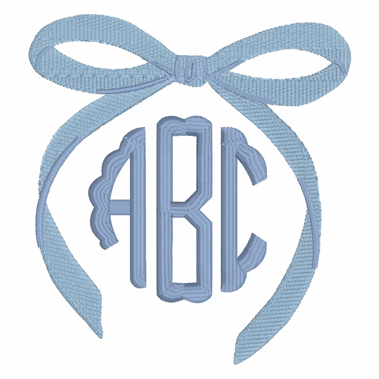 2 Sizes Coquette Ribbon Bow Embroidery Design: Preppy Monogram Topper