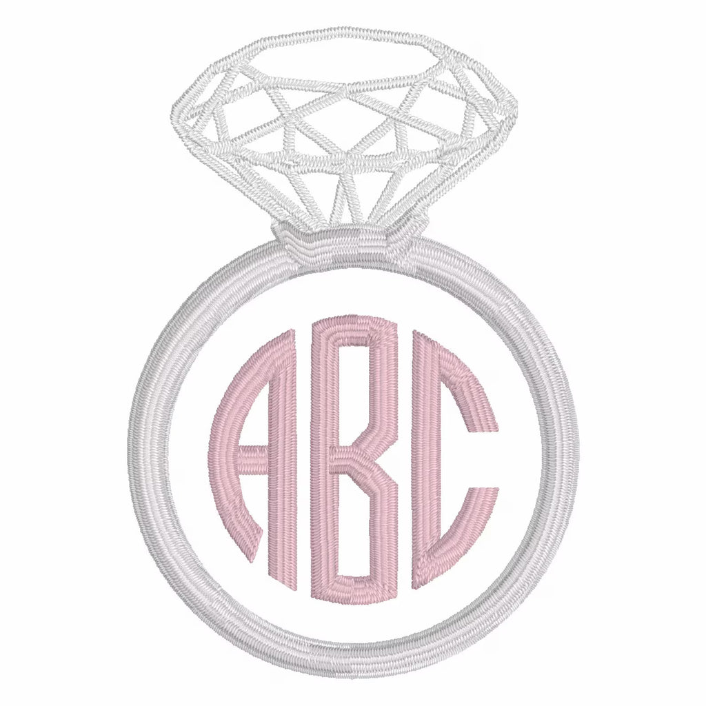 Diamond Ring Embroidery Design: Bridal Monogram Frame (Digital Download, 10 Formats)