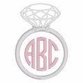Diamond Ring Embroidery Design: Bridal Monogram Frame (Digital Download, 10 Formats)