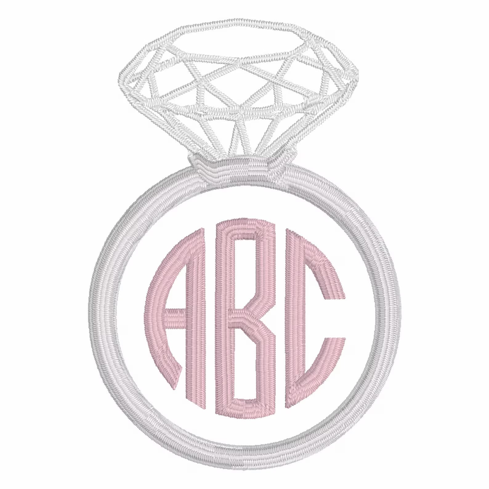 Diamond Ring Embroidery Design: Bridal Monogram Frame (Digital Download, 10 Formats)