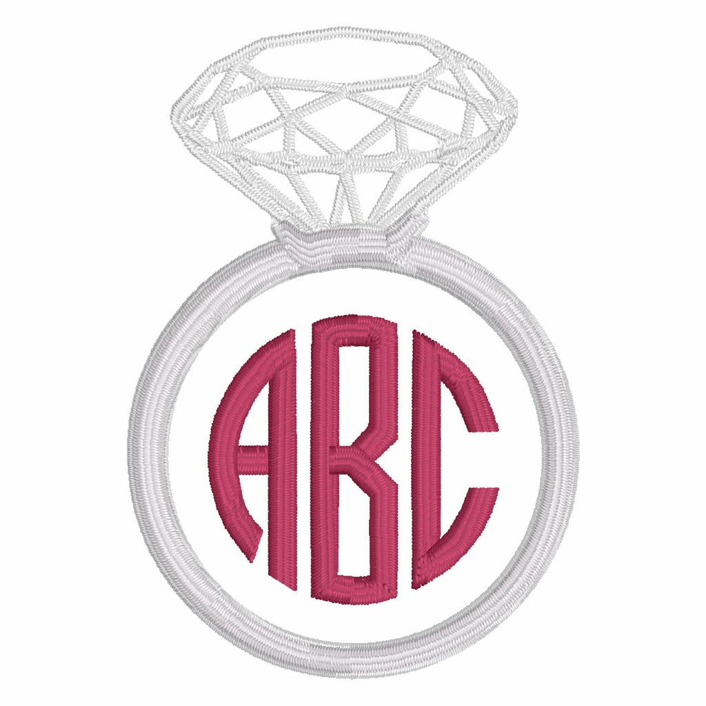 Diamond Ring Embroidery Design: Bridal Monogram Frame (Digital Download, 10 Formats)