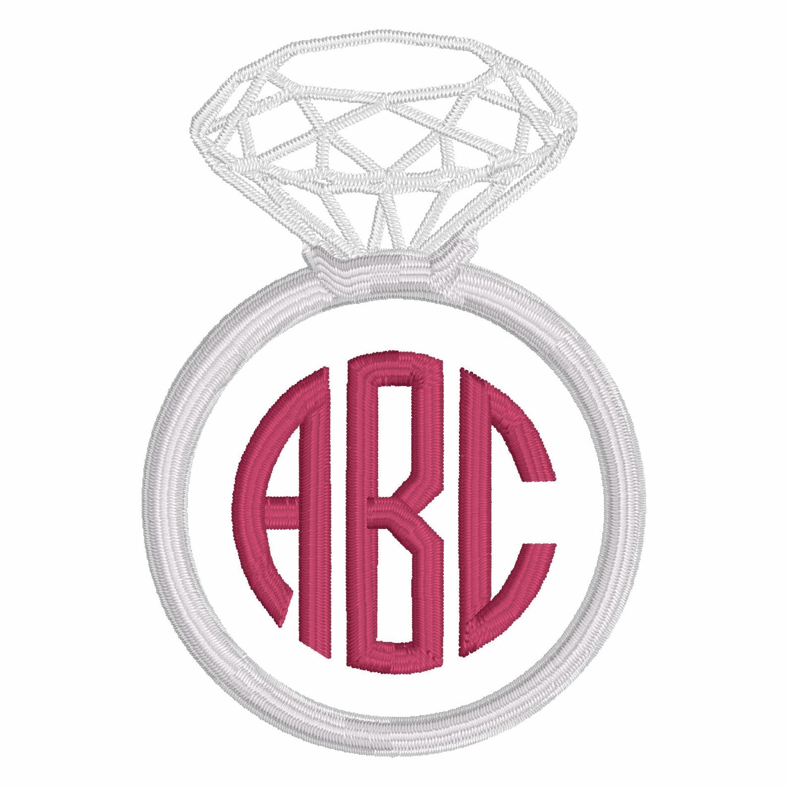 Diamond Ring Embroidery Design: Bridal Monogram Frame (Digital Download, 10 Formats)
