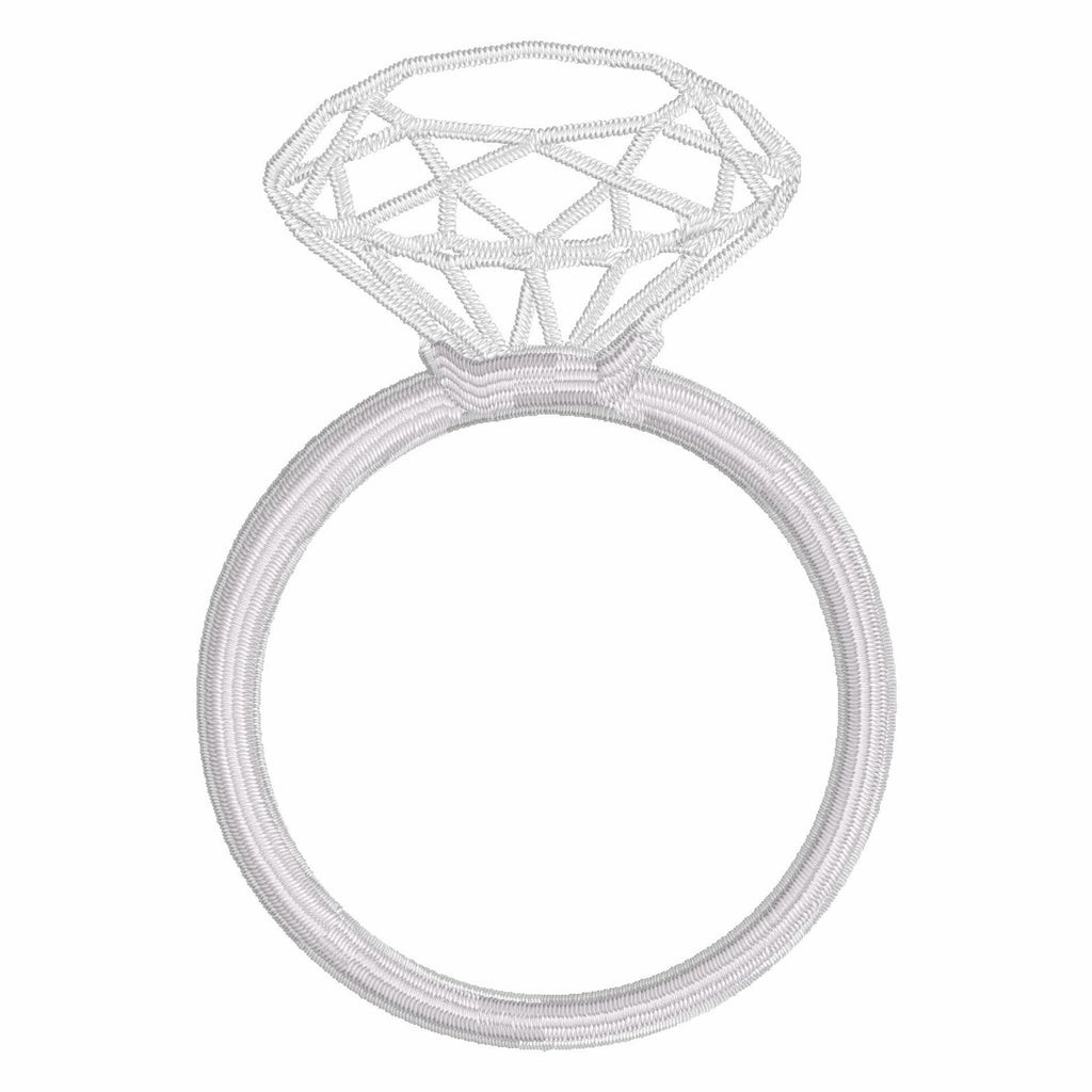 Diamond Ring Embroidery Design: Bridal Monogram Frame (Digital Download, 10 Formats)