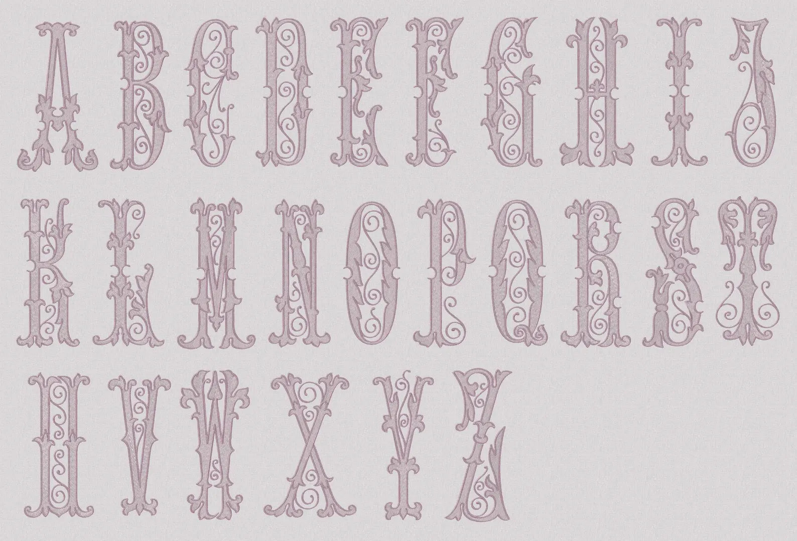 8" Florence Antique Monogram Embroidery Font, Satin and Fill Stitch (Digital Download)