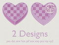 Checked Heart Embroidery Files: 2 Designs, 10 Stitch Formats