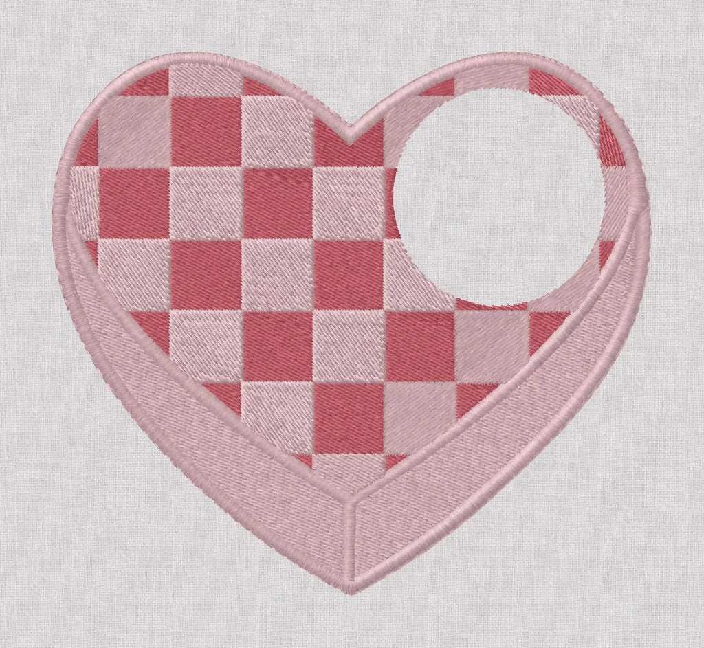 Checked Heart Embroidery Files: 2 Designs, 10 Stitch Formats