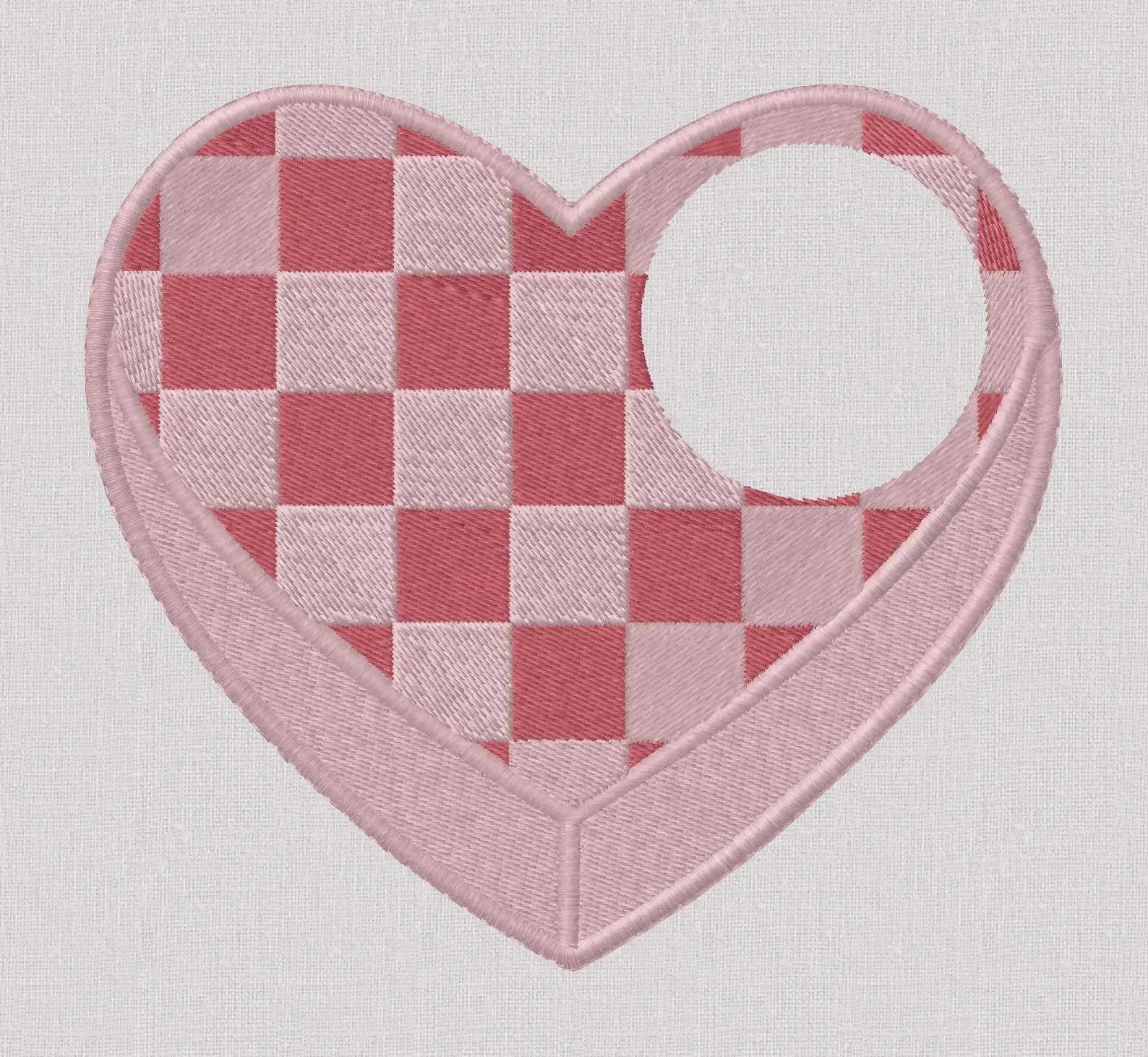 Checked Heart Embroidery Files: 2 Designs, 10 Stitch Formats