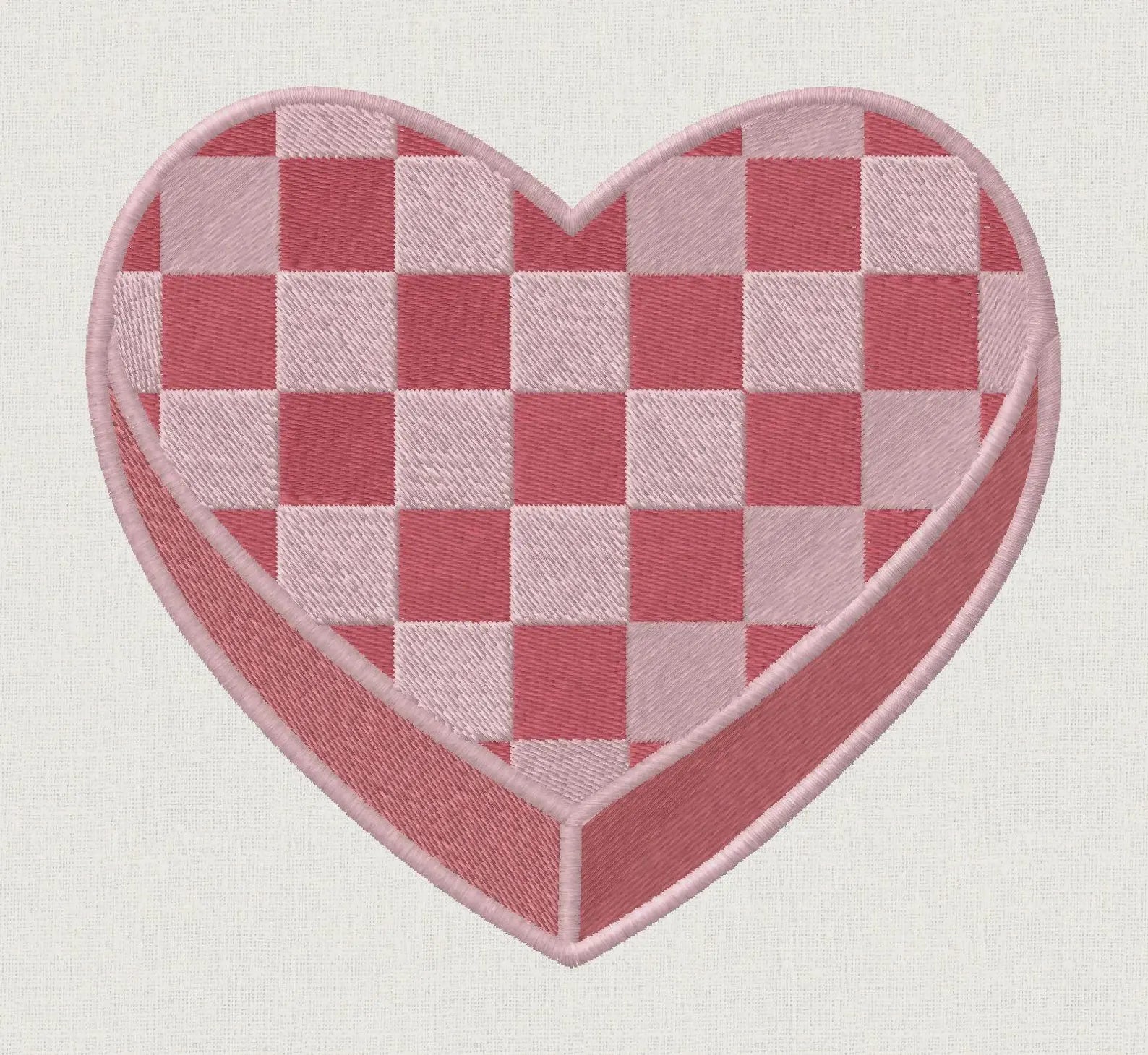 Checked Heart Embroidery Files: 2 Designs, 10 Stitch Formats