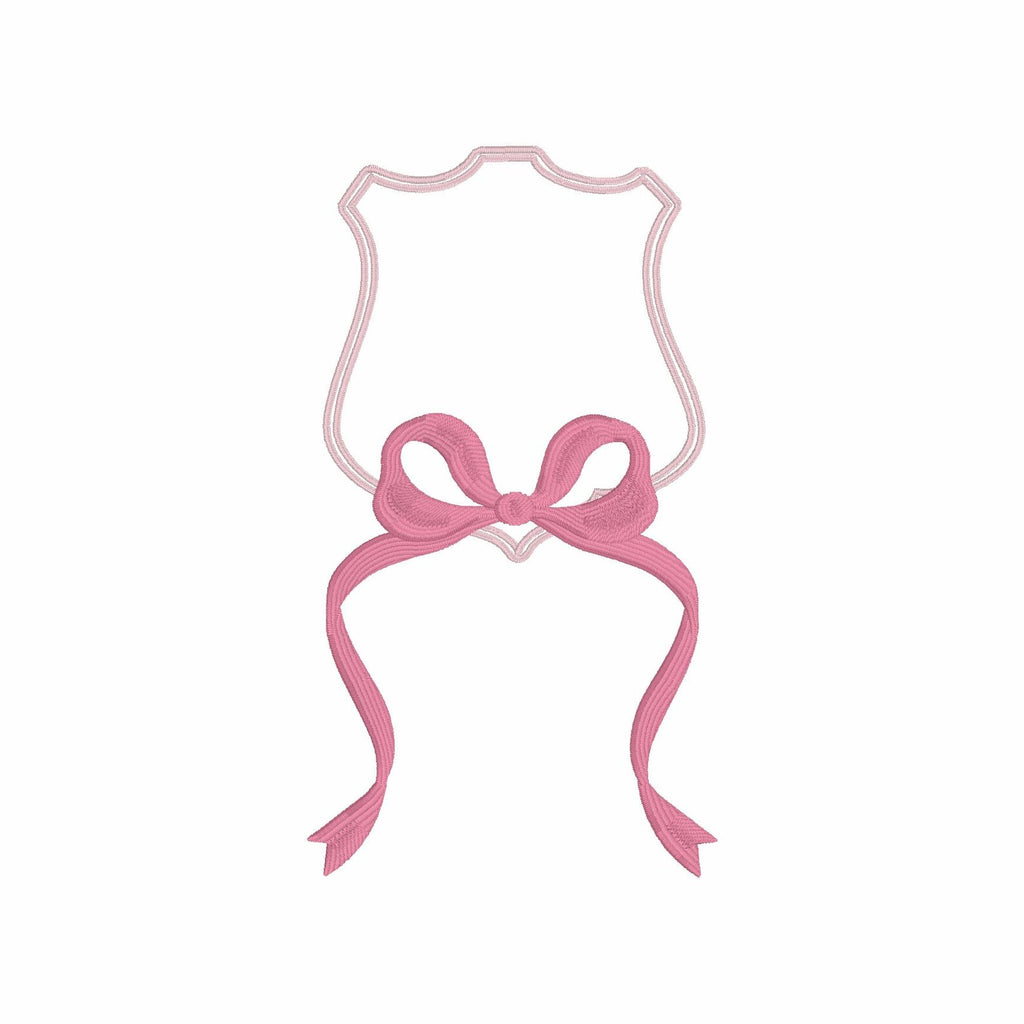 Ribbon Crest Coquette Bow Monogram Frame Embroidery Design 8 Instant Downloads 2 Sizes