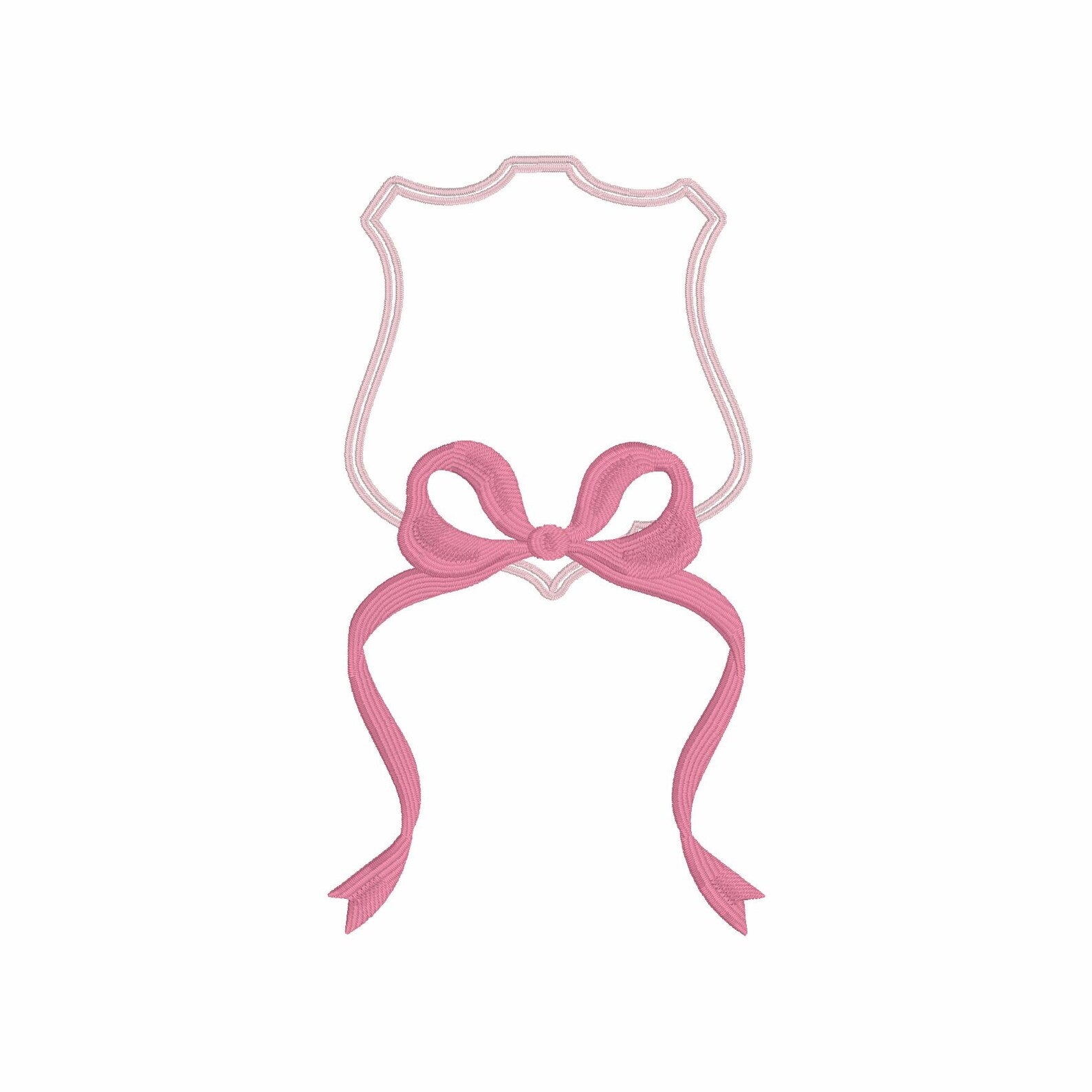 Ribbon Crest Coquette Bow Monogram Frame Embroidery Design 8 Instant Downloads 2 Sizes